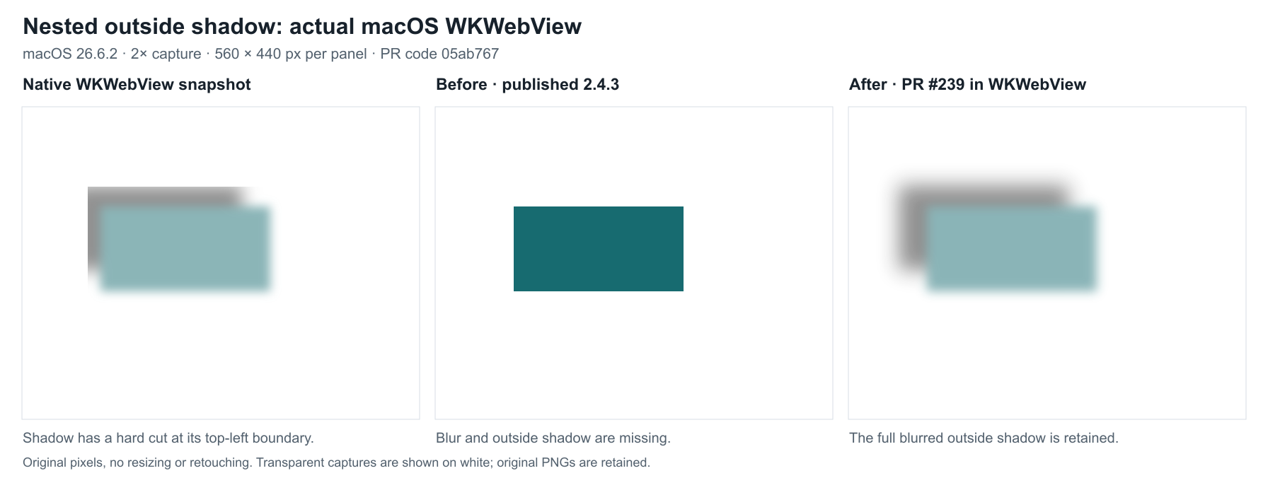 Actual WKWebView, published 2.4.3 and PR result